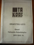 VEB DDR Forklift Manual Spare Parts List Takraf VTA Forklift DFG 1002 N