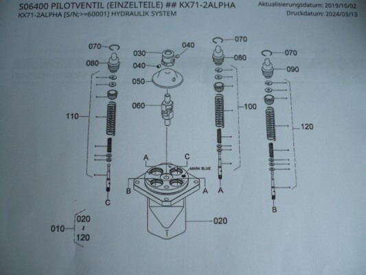 GRP Ventil Pilotventil assy valve RG238-61740 RG23861740 Kubota KX71-2 Alpha