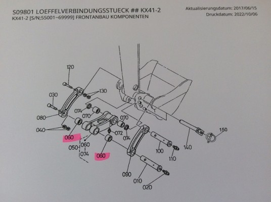 Stahlbuchse Lagerbuchse Löffelbush Kubota KX41-2 Minibagger 6942166770 687216670