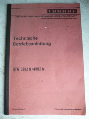 DDR Gabelstapler Technische Betriebsanleitung Takraf VTA Stapler DFG 3202 4002 N
