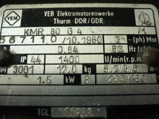 Elektromotor 22mm Welle Austauschmotor Motor VEM Thurm ETM DDR Takraf Lunzenau