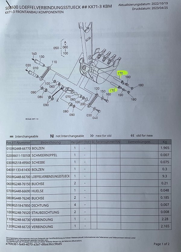Original Kubota LOEFFELVERBINDUNGSSTUECK 6839866730