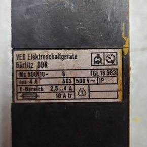 Hauptschalter 2,5-4 A Motorschutzschalter MS500/10 EAW VEB DDR Takraf Lunzenau